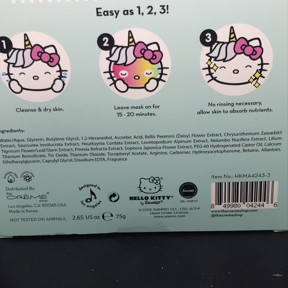 🆕SEALED!BNIB!3 Pack of Crème Shop xHello Kitty Shooting Stars Sheet Masks - Picture 5 of 7